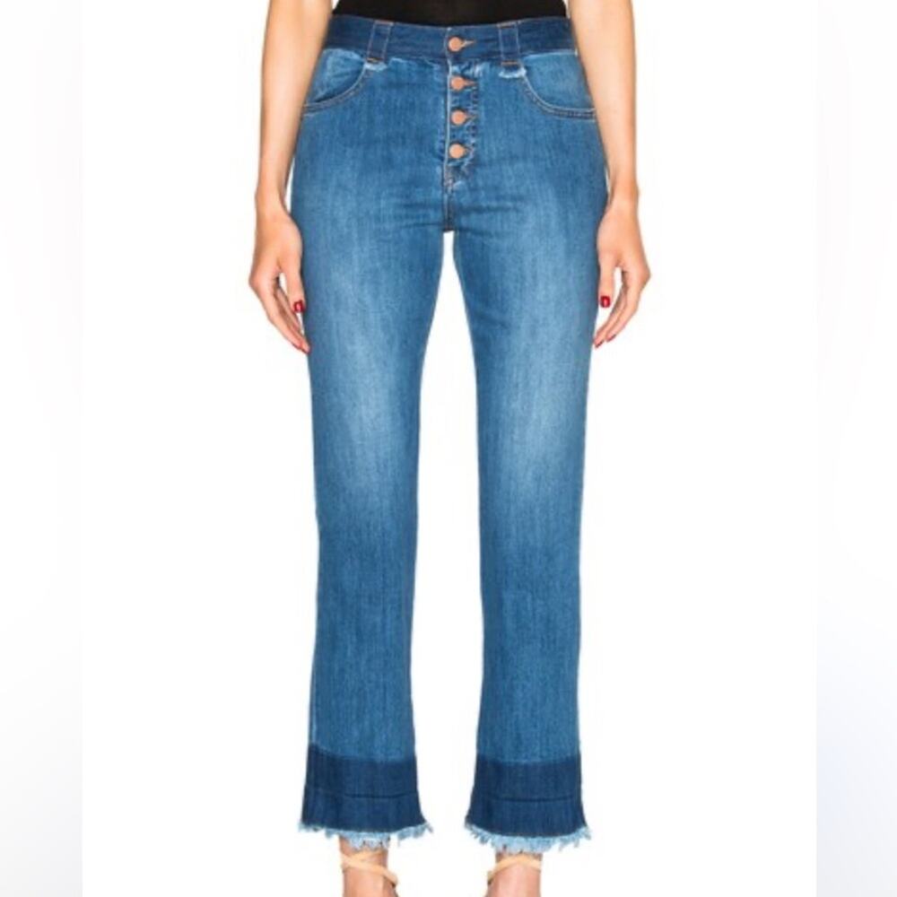 See by Chloe cropped flares w/button fly frayed